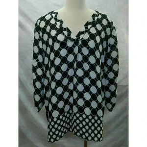 Notations Women's White Black Pullover Long Sleeve Top Size XL (055)